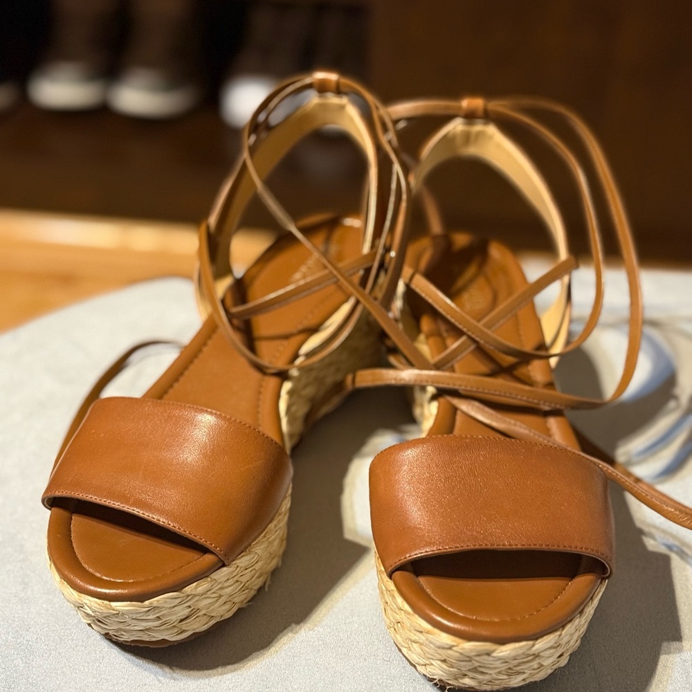 Michael Kors Brown Leather Wedge Women's Sandals